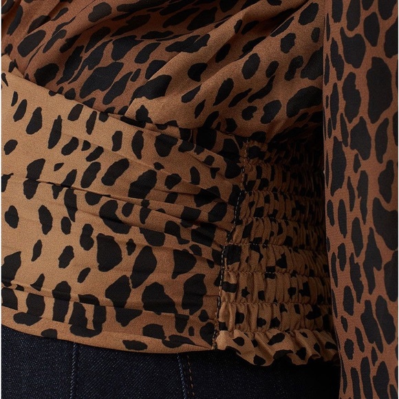 GOOD AMERICAN Leopard Keyhole Blouse | EUC!!🤎🖤🤎🖤 - Picture 6 of 15